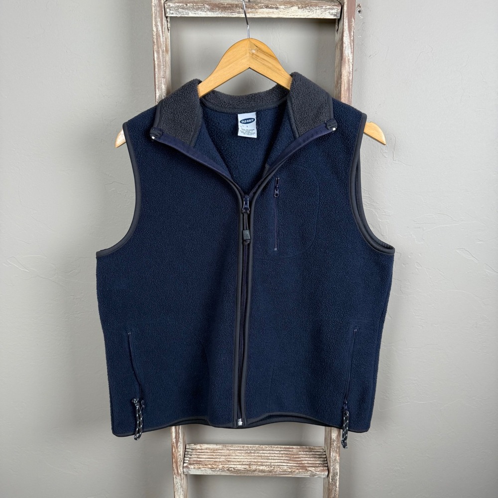 Vintage 2000 Old Navy Fleece‎ Zip Blue Vest size Large